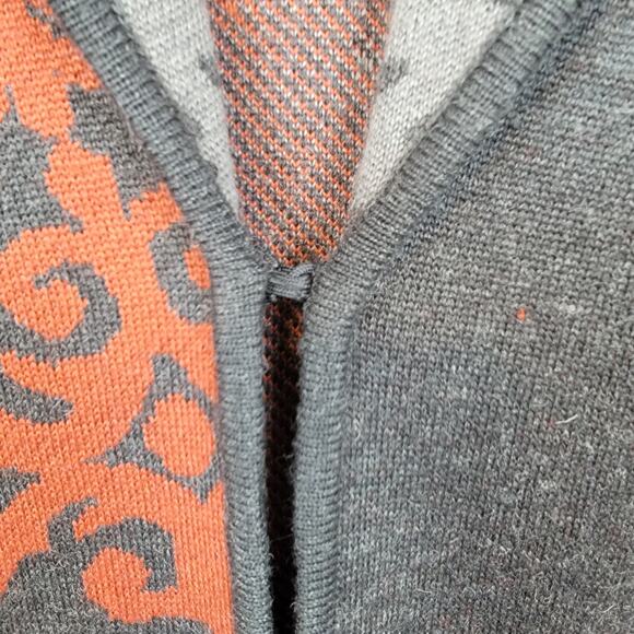 TRIBAL Wool Blend Gray and Rust Sweater Coat - Size Small S - Picture 6 of 7